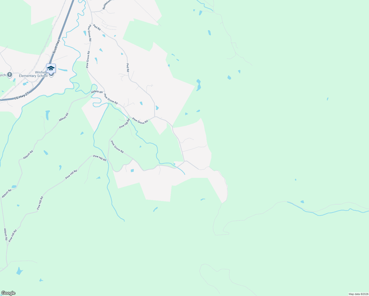 map of restaurants, bars, coffee shops, grocery stores, and more near 2315 Pine Grove Rd in Winfield