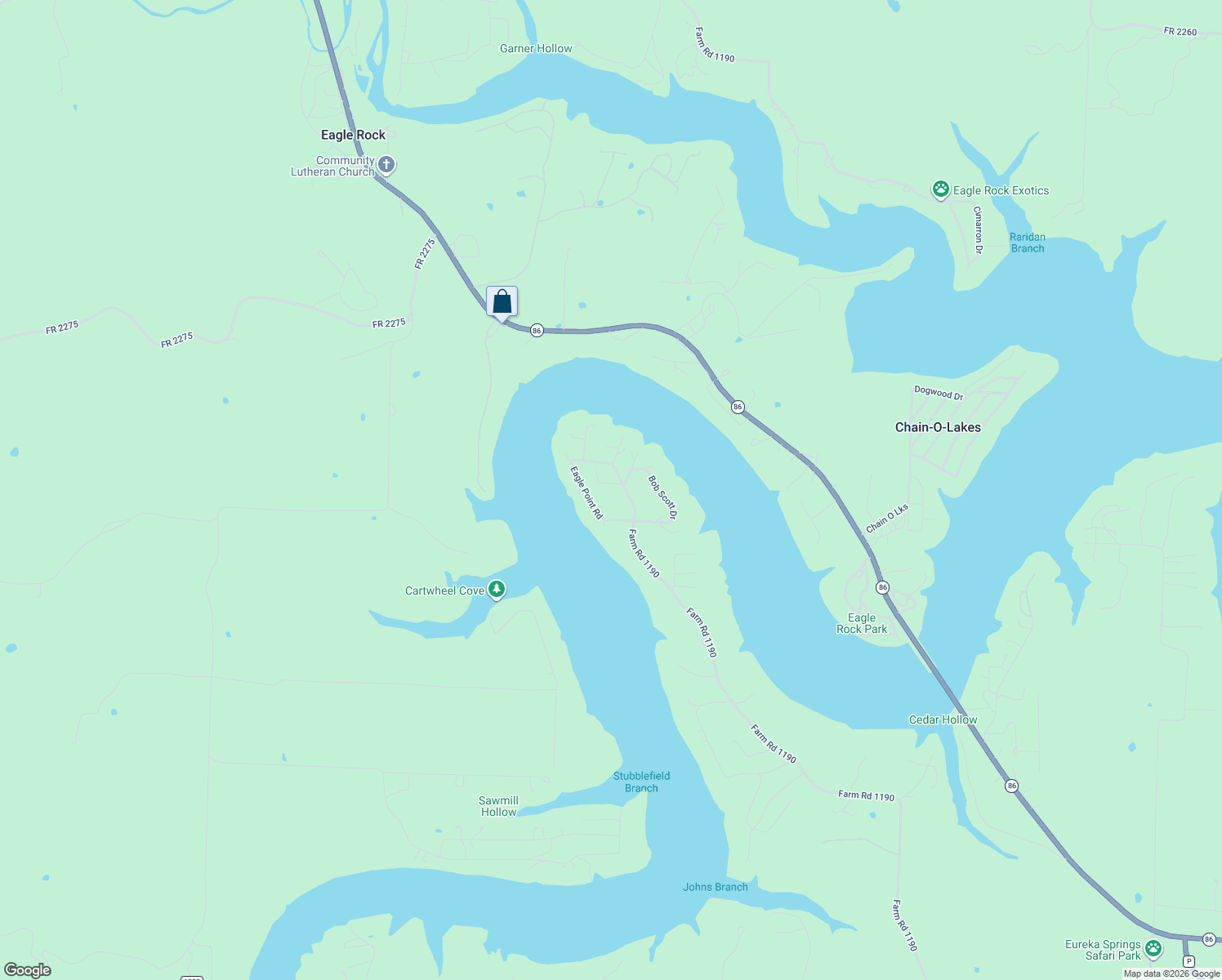 map of restaurants, bars, coffee shops, grocery stores, and more near Eagle Point Road in Eagle Rock
