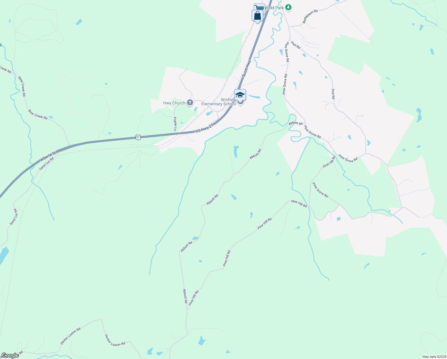 map of restaurants, bars, coffee shops, grocery stores, and more near 1000 Abbott Road in Winfield