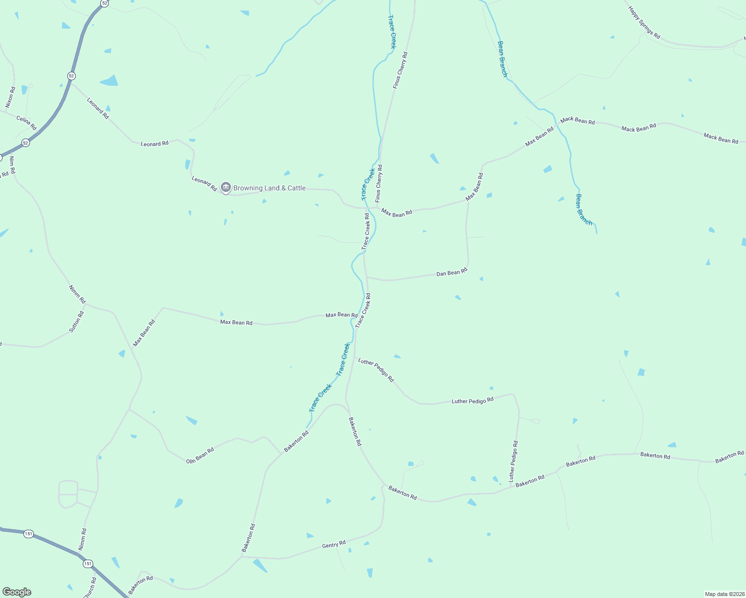 map of restaurants, bars, coffee shops, grocery stores, and more near Trace Creek Road in Red Boiling Springs