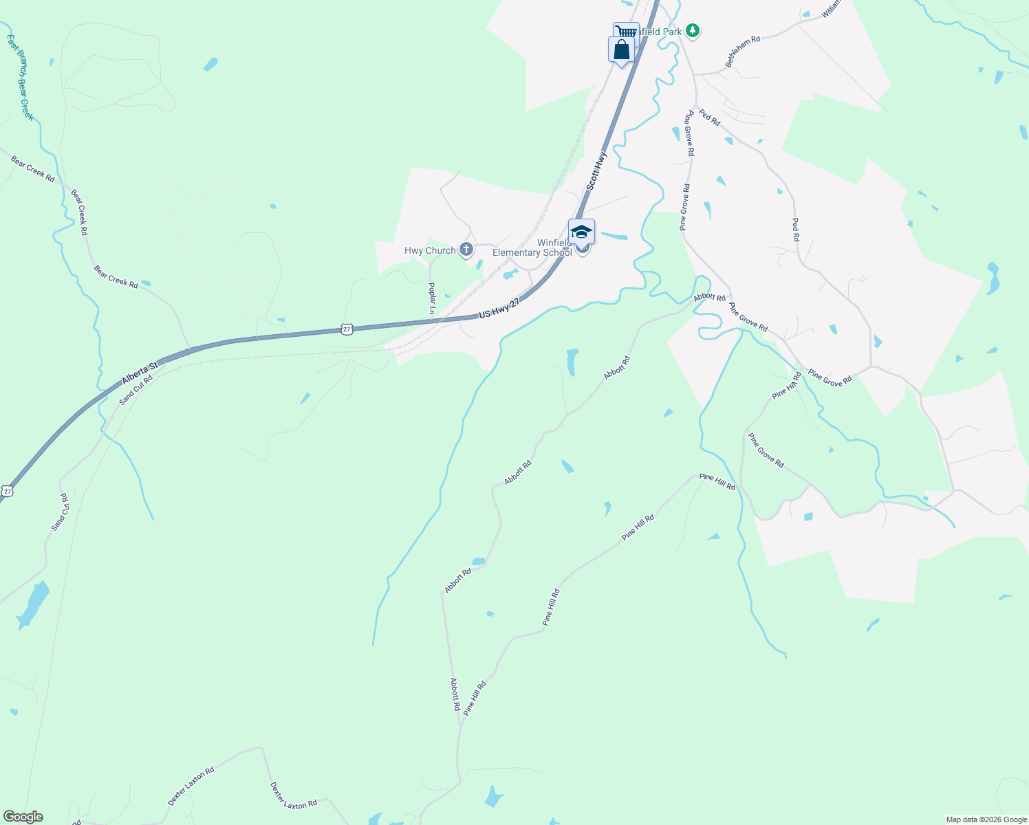 map of restaurants, bars, coffee shops, grocery stores, and more near 1000 Abbott Road in Winfield