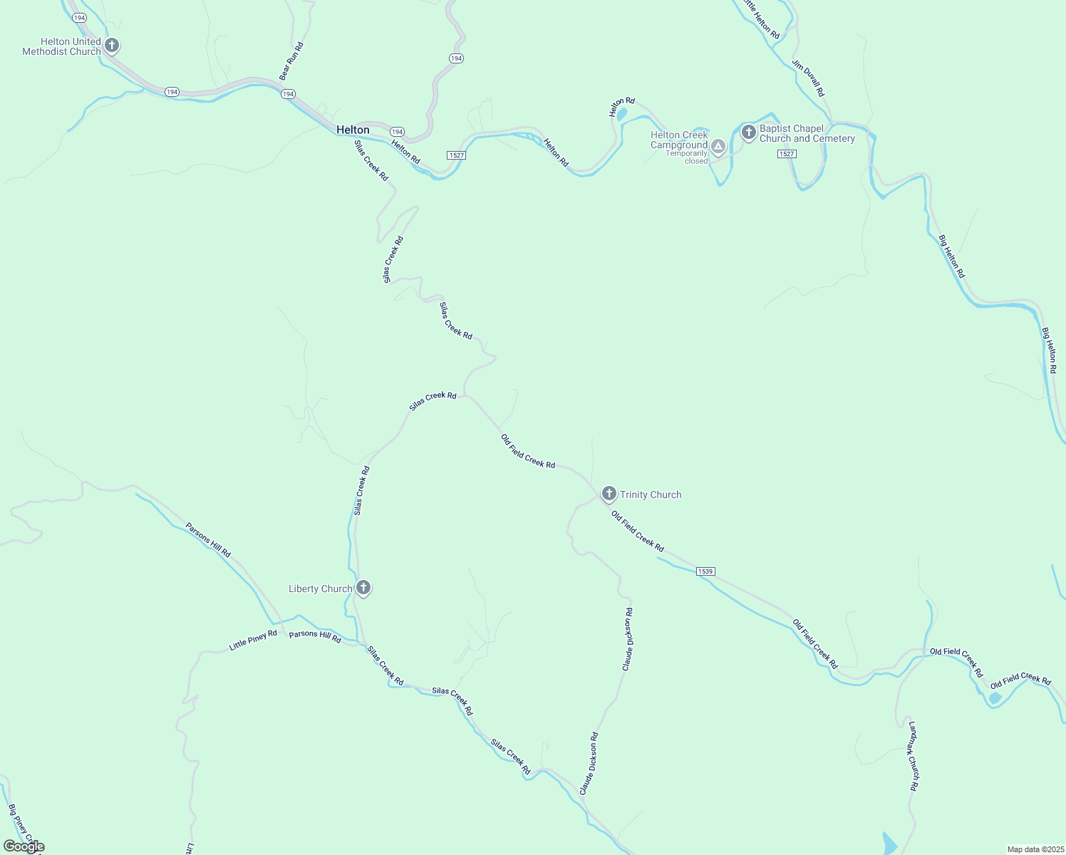 map of restaurants, bars, coffee shops, grocery stores, and more near 6028 Old Field Creek Road in Grassy Creek