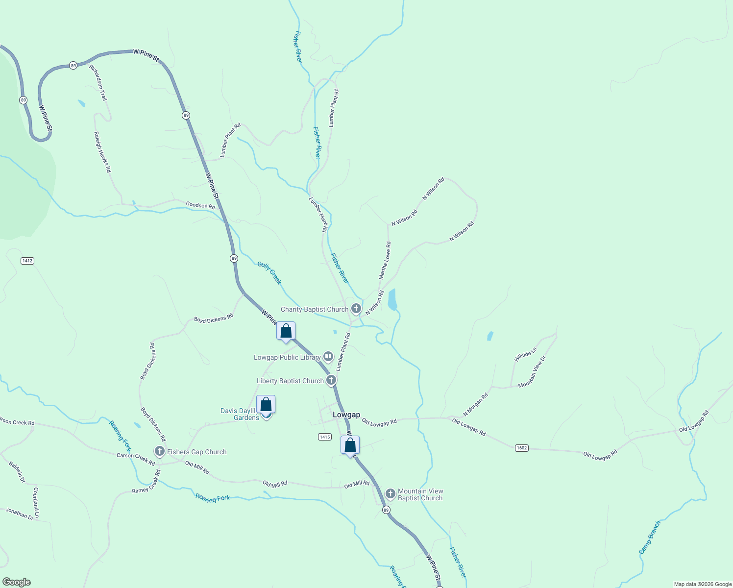 map of restaurants, bars, coffee shops, grocery stores, and more near 115 Martha Lowe Road in Lowgap