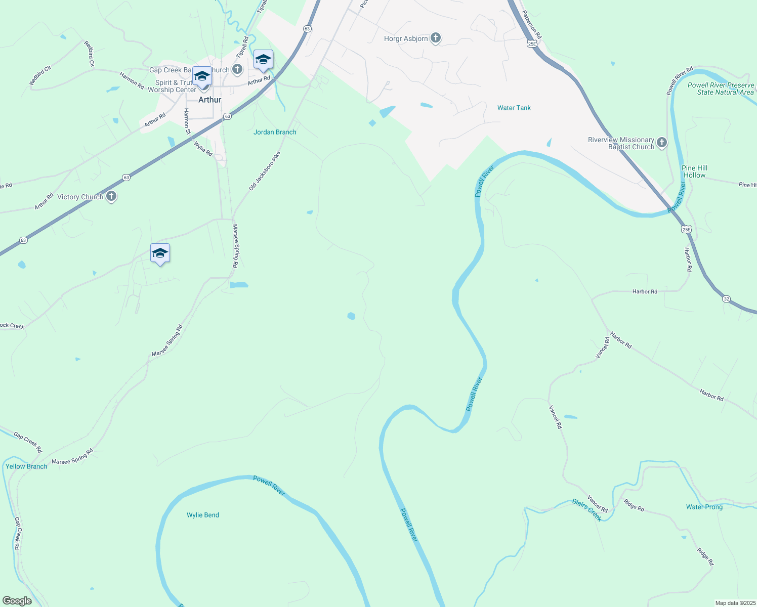 map of restaurants, bars, coffee shops, grocery stores, and more near 649 King Bend Rd in Cumberland Gap