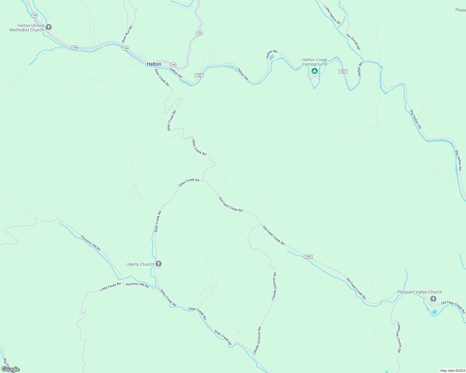 map of restaurants, bars, coffee shops, grocery stores, and more near 6028 Old Field Creek Road in Grassy Creek