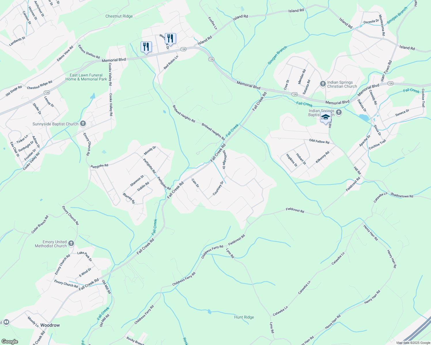map of restaurants, bars, coffee shops, grocery stores, and more near 371 Glasgow Lane in Blountville