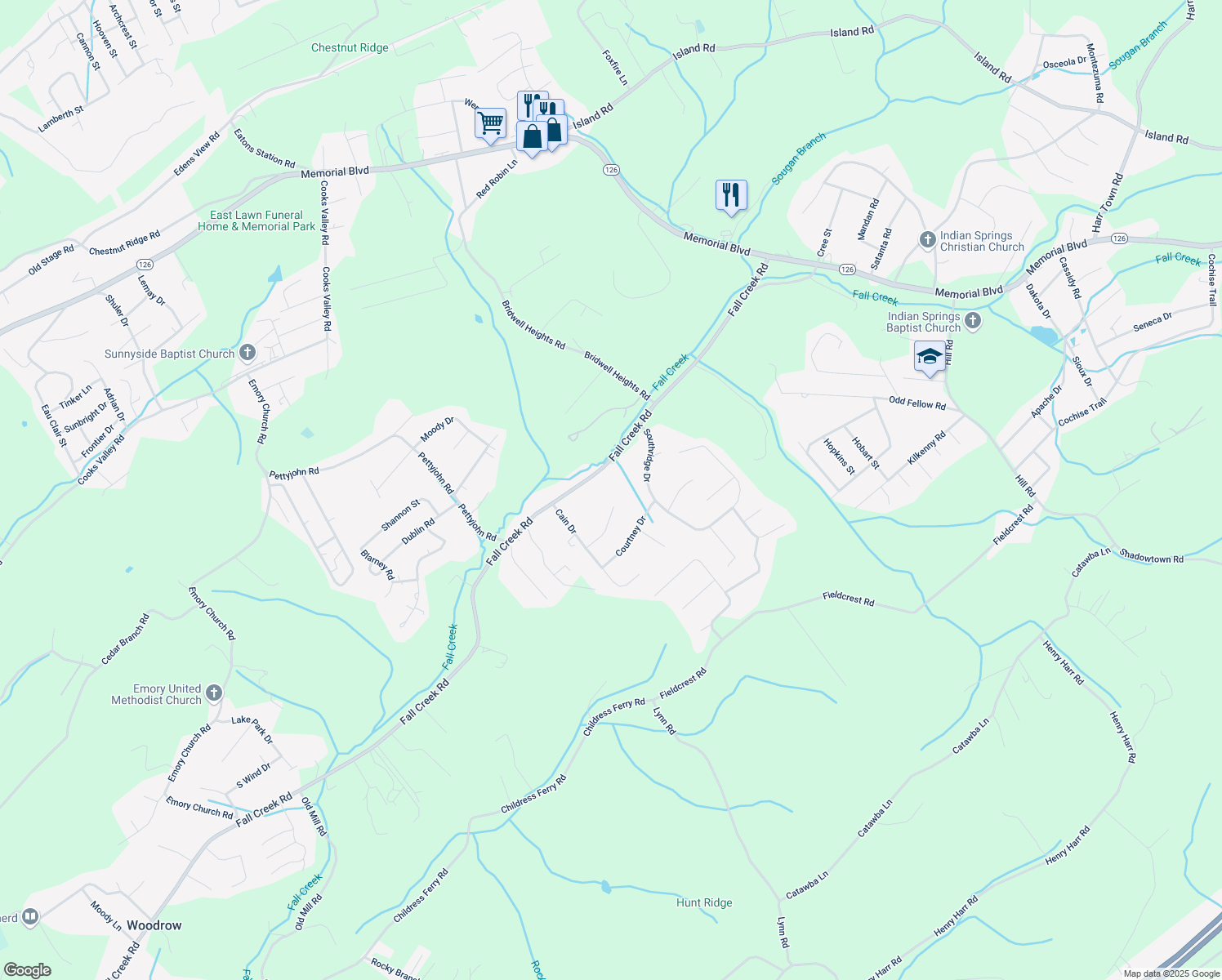 map of restaurants, bars, coffee shops, grocery stores, and more near 371 Glasgow Lane in Blountville