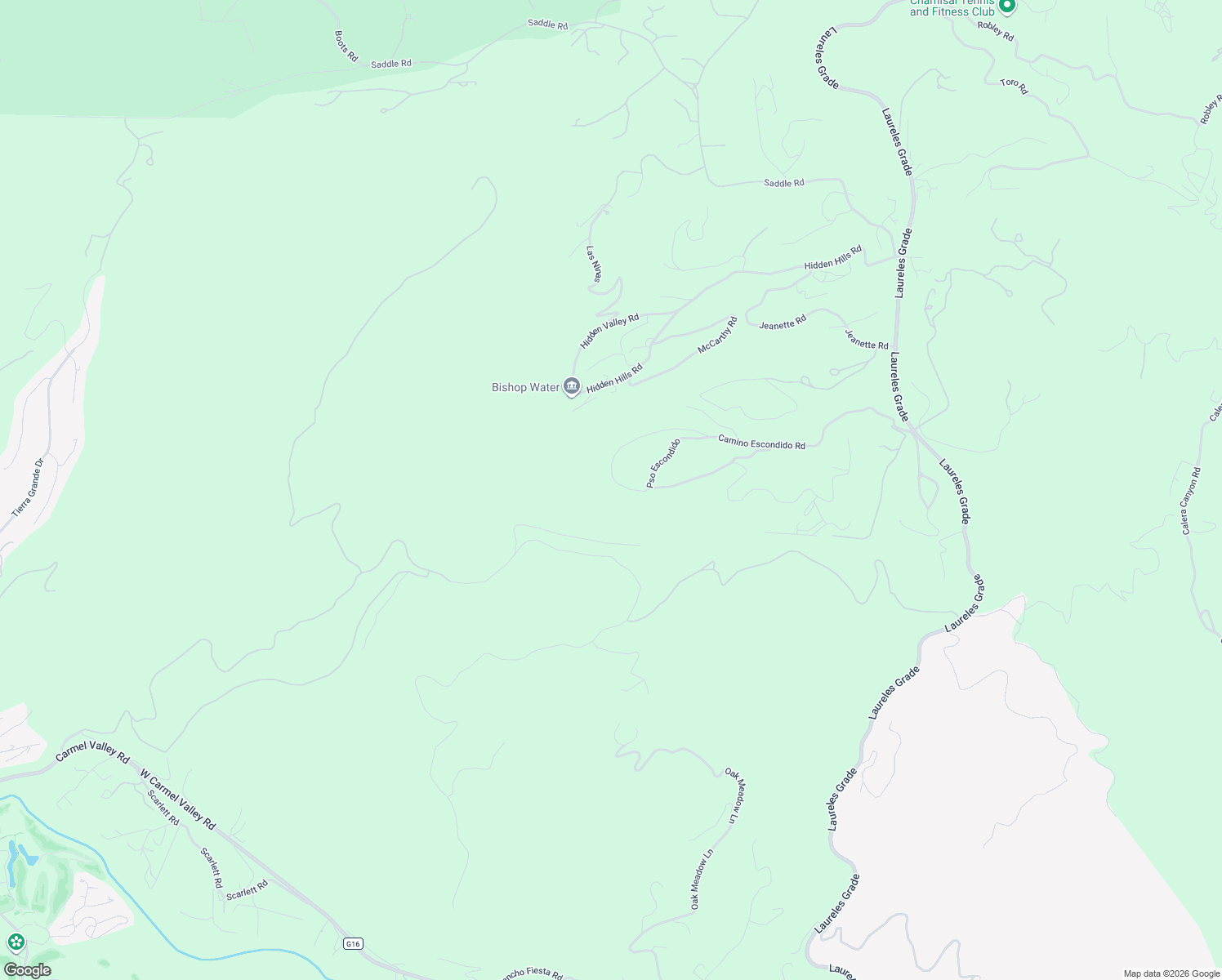 map of restaurants, bars, coffee shops, grocery stores, and more near 11725 Camino Escondido Road in Carmel Valley