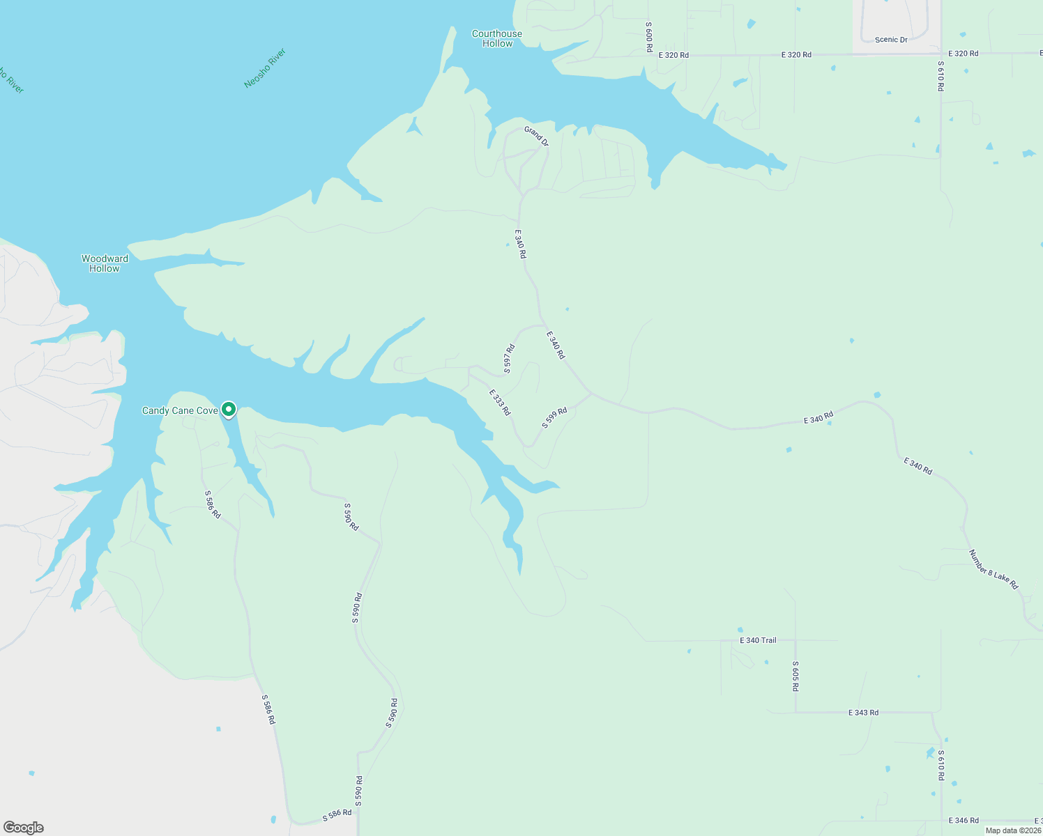 map of restaurants, bars, coffee shops, grocery stores, and more near 33319 South 599 Road in Grove