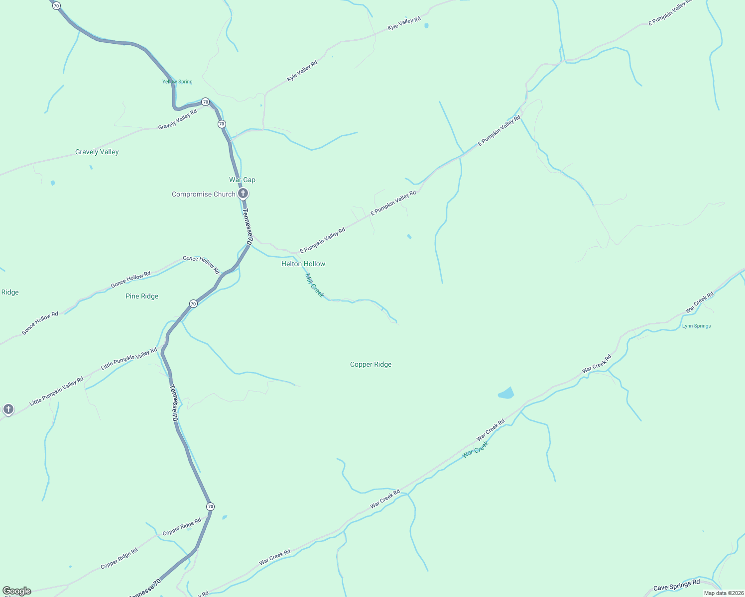 map of restaurants, bars, coffee shops, grocery stores, and more near 205 Helton Hollow Road in Eidson