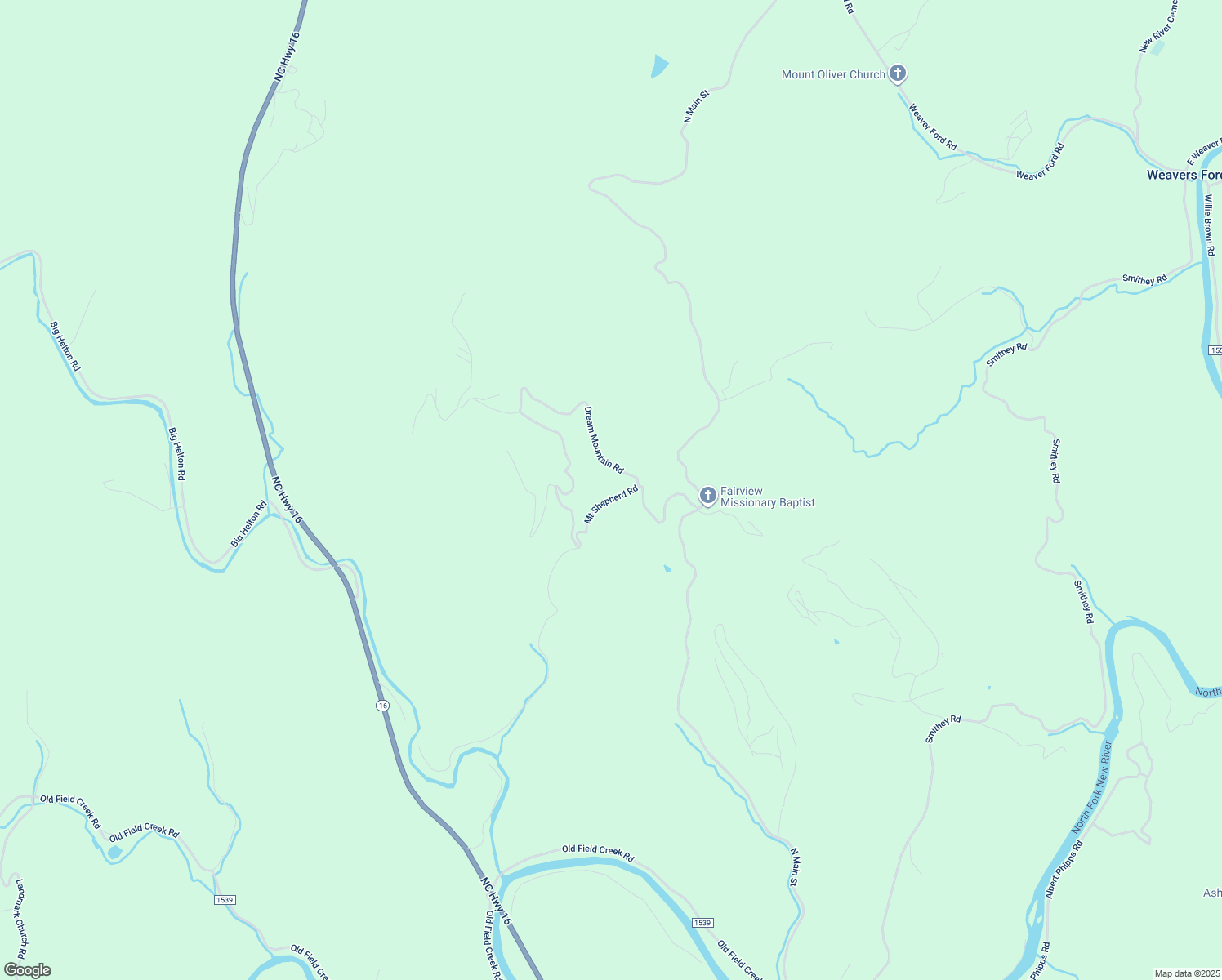 map of restaurants, bars, coffee shops, grocery stores, and more near 169 Dream Mountain Road in Grassy Creek