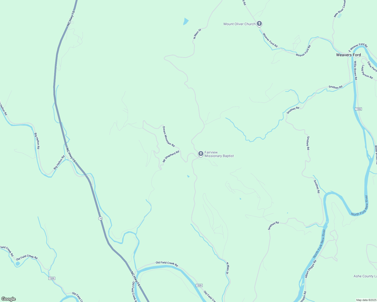 map of restaurants, bars, coffee shops, grocery stores, and more near North Carolina Highway 16 in Grassy Creek