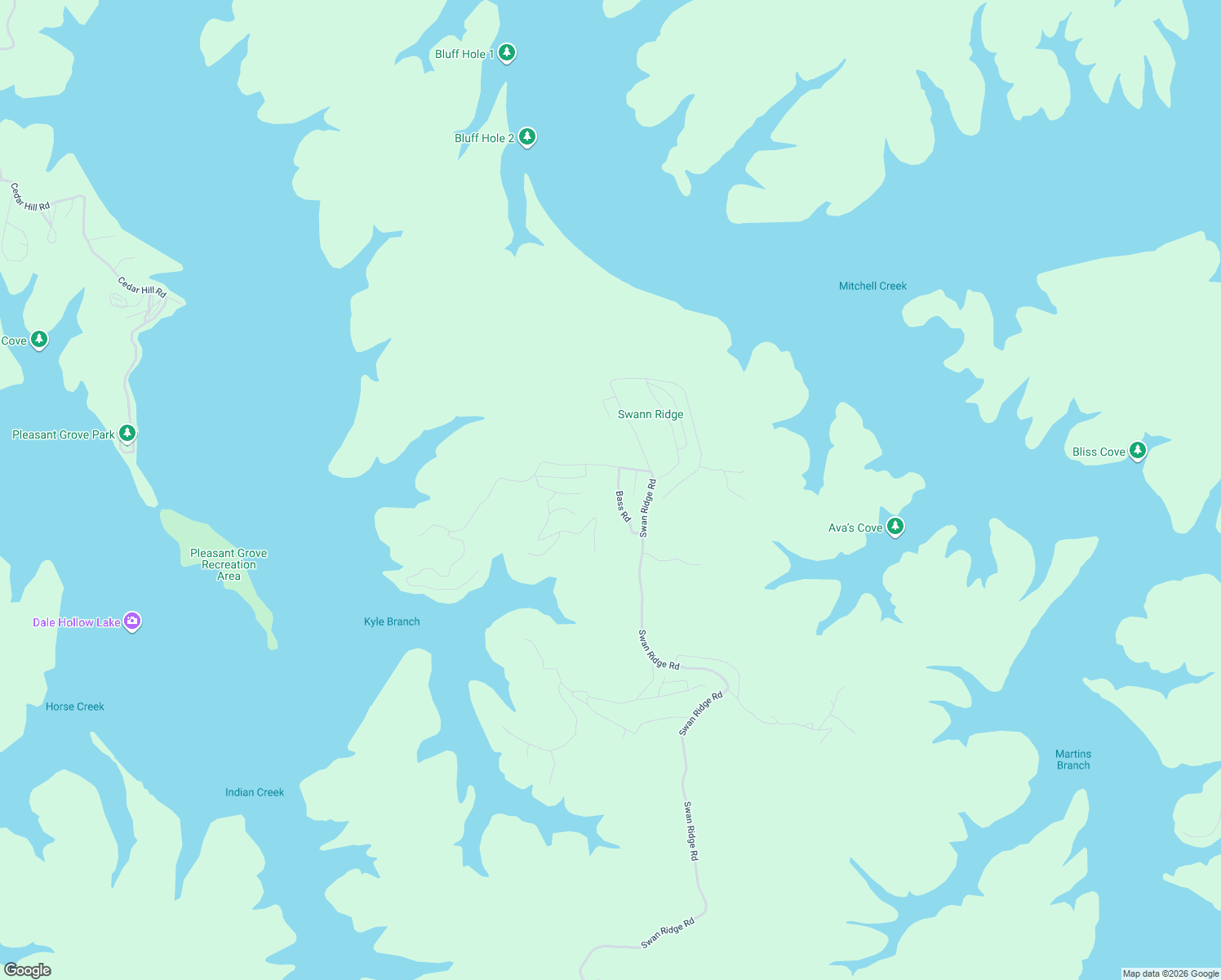 map of restaurants, bars, coffee shops, grocery stores, and more near 3377 Swan Ridge in Hilham