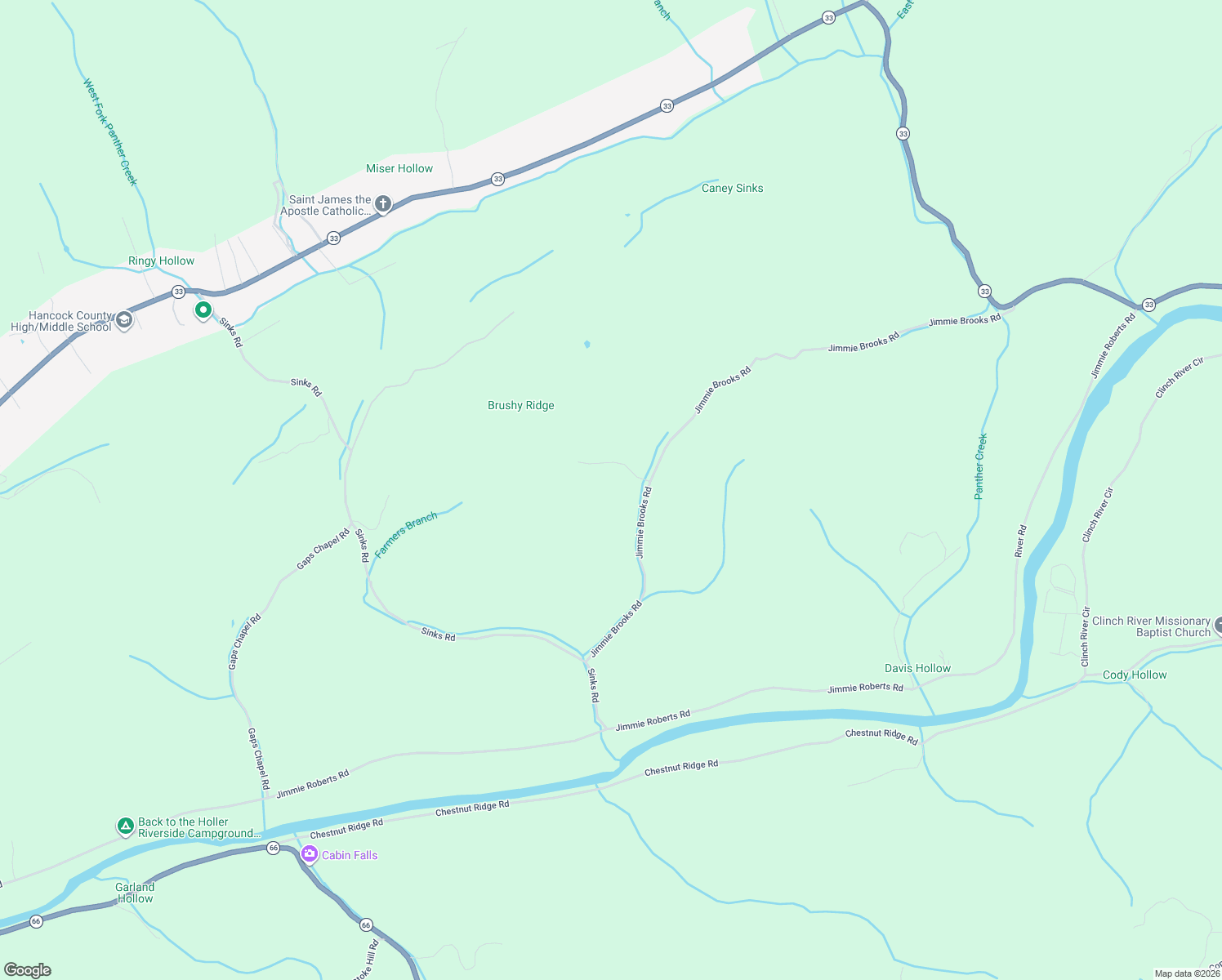 map of restaurants, bars, coffee shops, grocery stores, and more near 1446 Jimmie Brooks Road in Sneedville