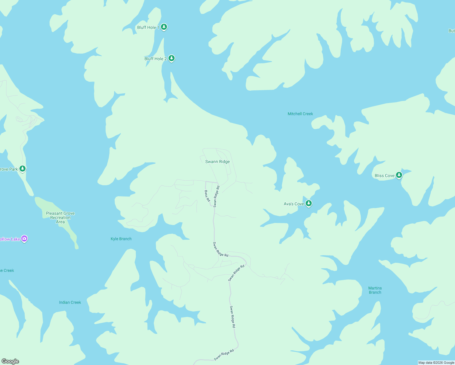 map of restaurants, bars, coffee shops, grocery stores, and more near 48 Swan Ridge Road in Hilham