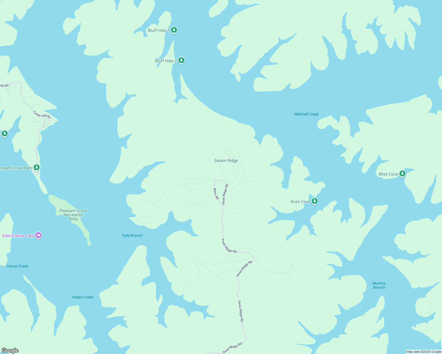 map of restaurants, bars, coffee shops, grocery stores, and more near 3377 Swan Ridge Road in Hilham