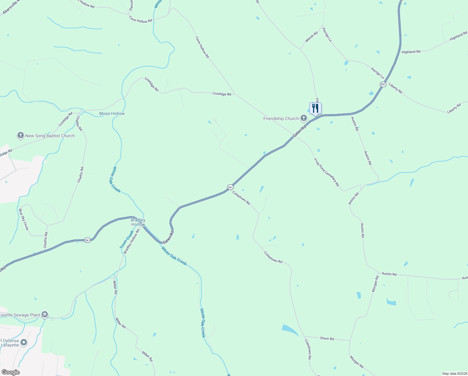 map of restaurants, bars, coffee shops, grocery stores, and more near 3004 Galen Rd in Lafayette