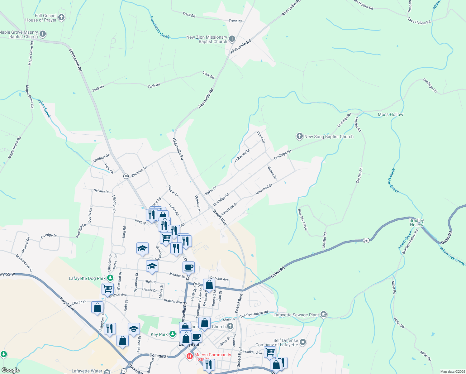 map of restaurants, bars, coffee shops, grocery stores, and more near 617 Coolidge Road in Lafayette