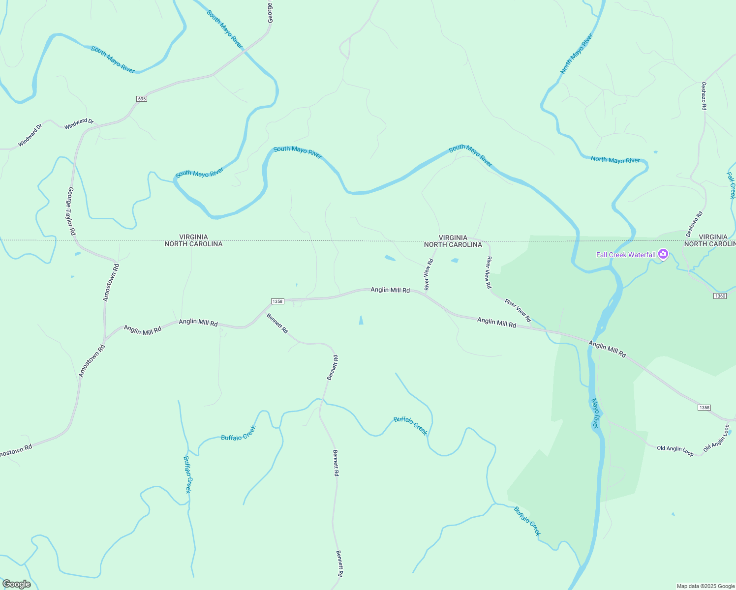 map of restaurants, bars, coffee shops, grocery stores, and more near 2880 Anglin Mill Road in Stoneville