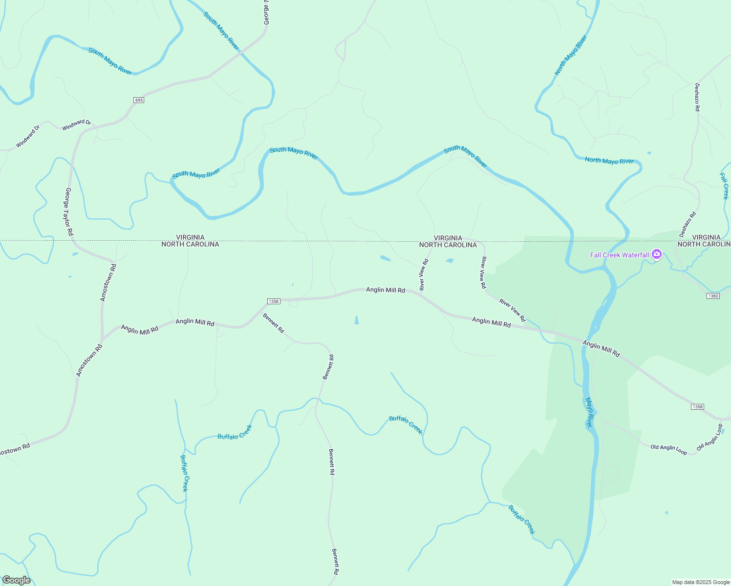 map of restaurants, bars, coffee shops, grocery stores, and more near 2880 Anglin Mill Road in Stoneville