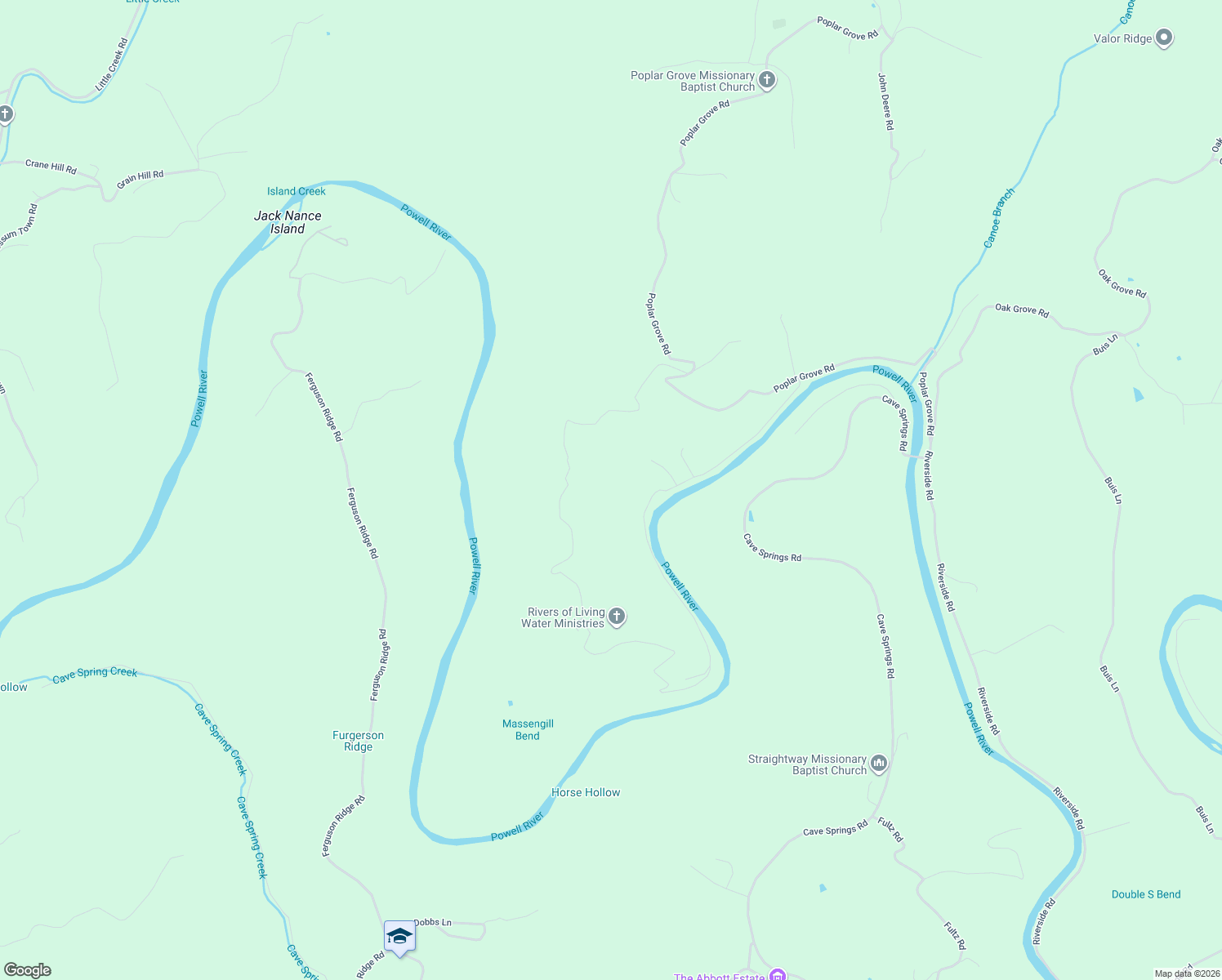 map of restaurants, bars, coffee shops, grocery stores, and more near in Cave Spring