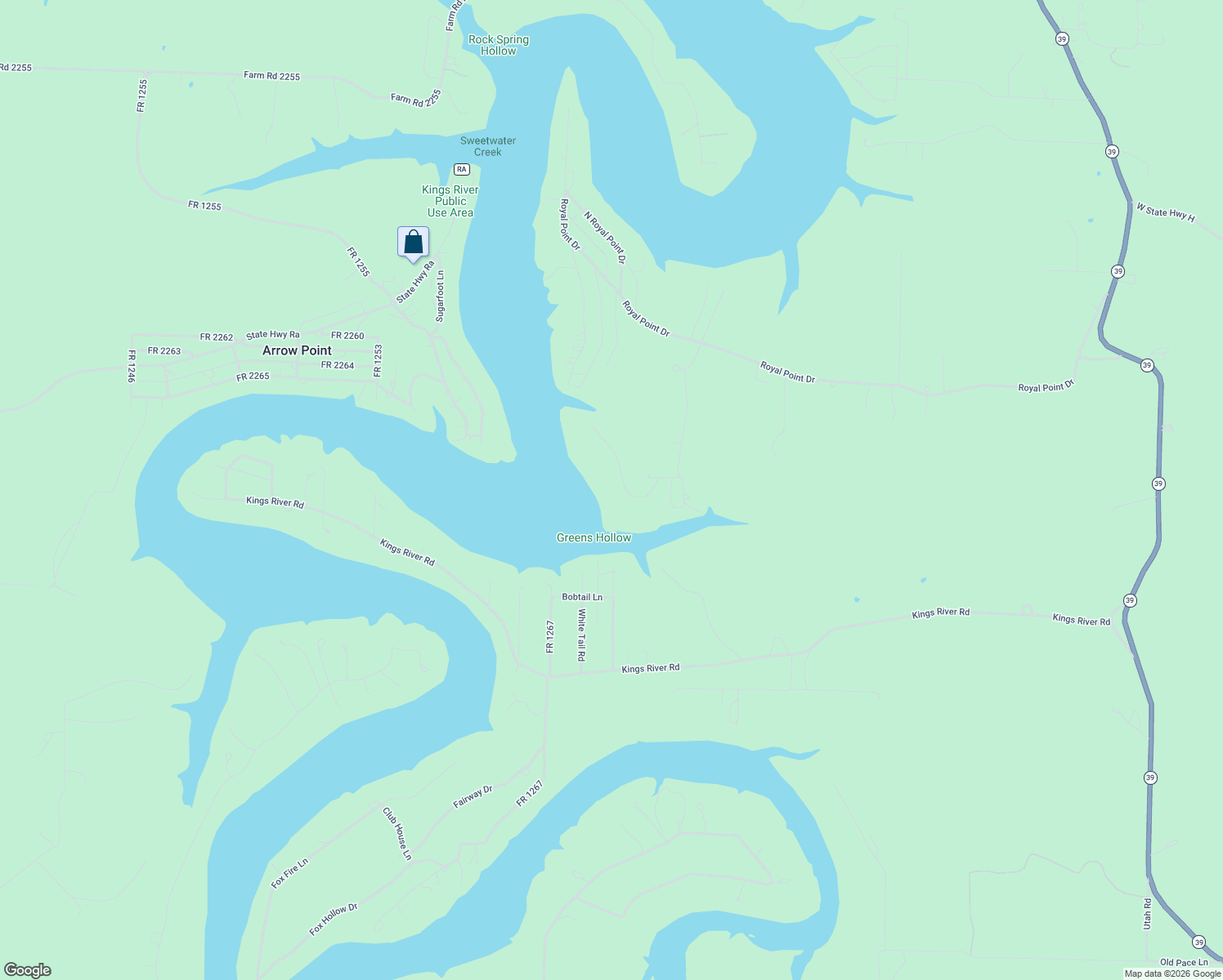 map of restaurants, bars, coffee shops, grocery stores, and more near in Arrow Point