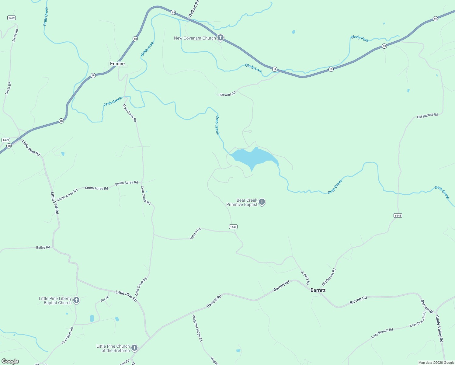 map of restaurants, bars, coffee shops, grocery stores, and more near 166 Rainbow Ridge in Ennice