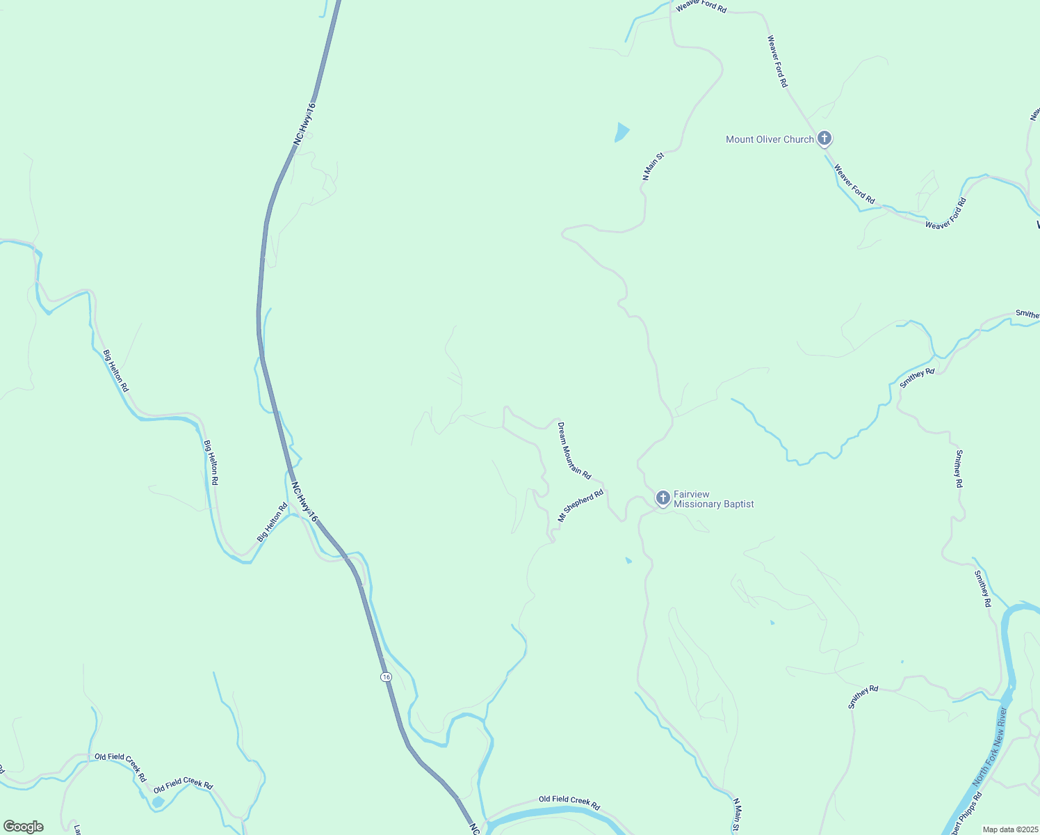 map of restaurants, bars, coffee shops, grocery stores, and more near Dream Mountain Road in Ashe County