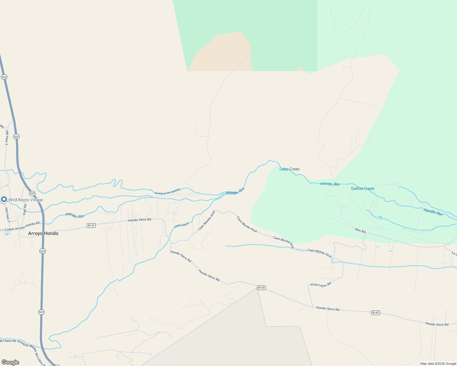 map of restaurants, bars, coffee shops, grocery stores, and more near 108 Lobo Ranch Road in El Prado