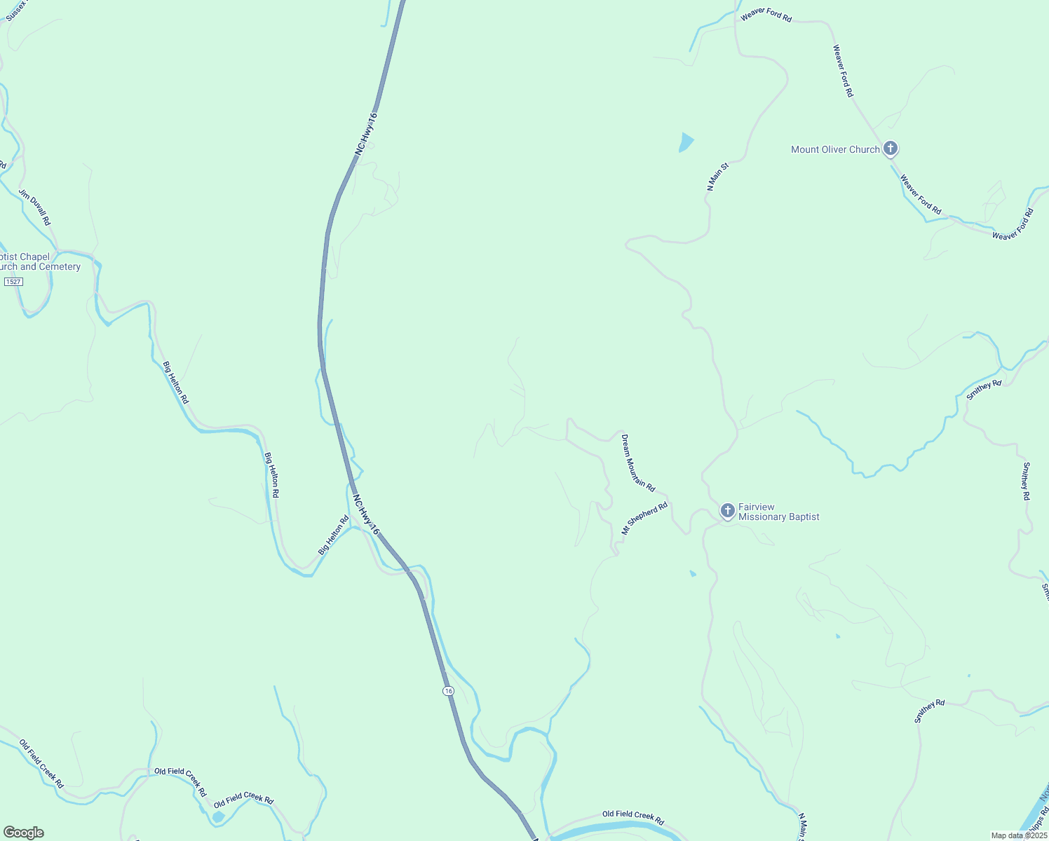 map of restaurants, bars, coffee shops, grocery stores, and more near Dream Mountain Road in Ashe County