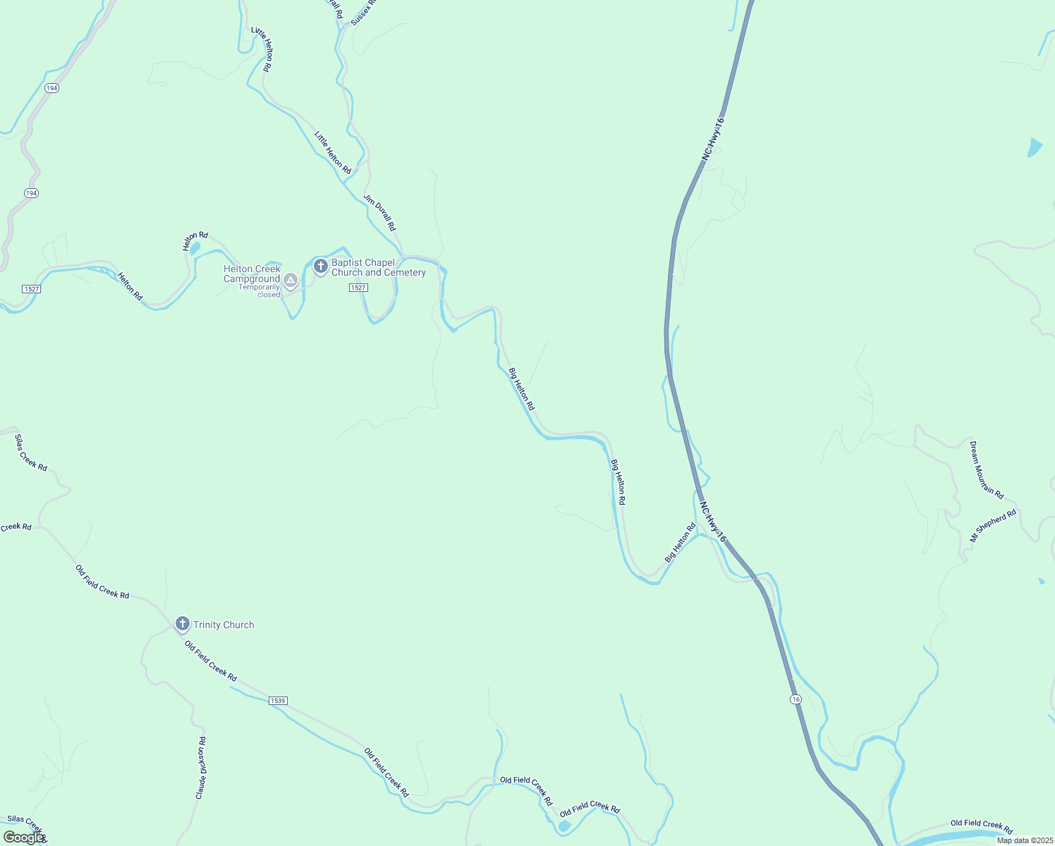 map of restaurants, bars, coffee shops, grocery stores, and more near 1753 Big Helton Road in Grassy Creek