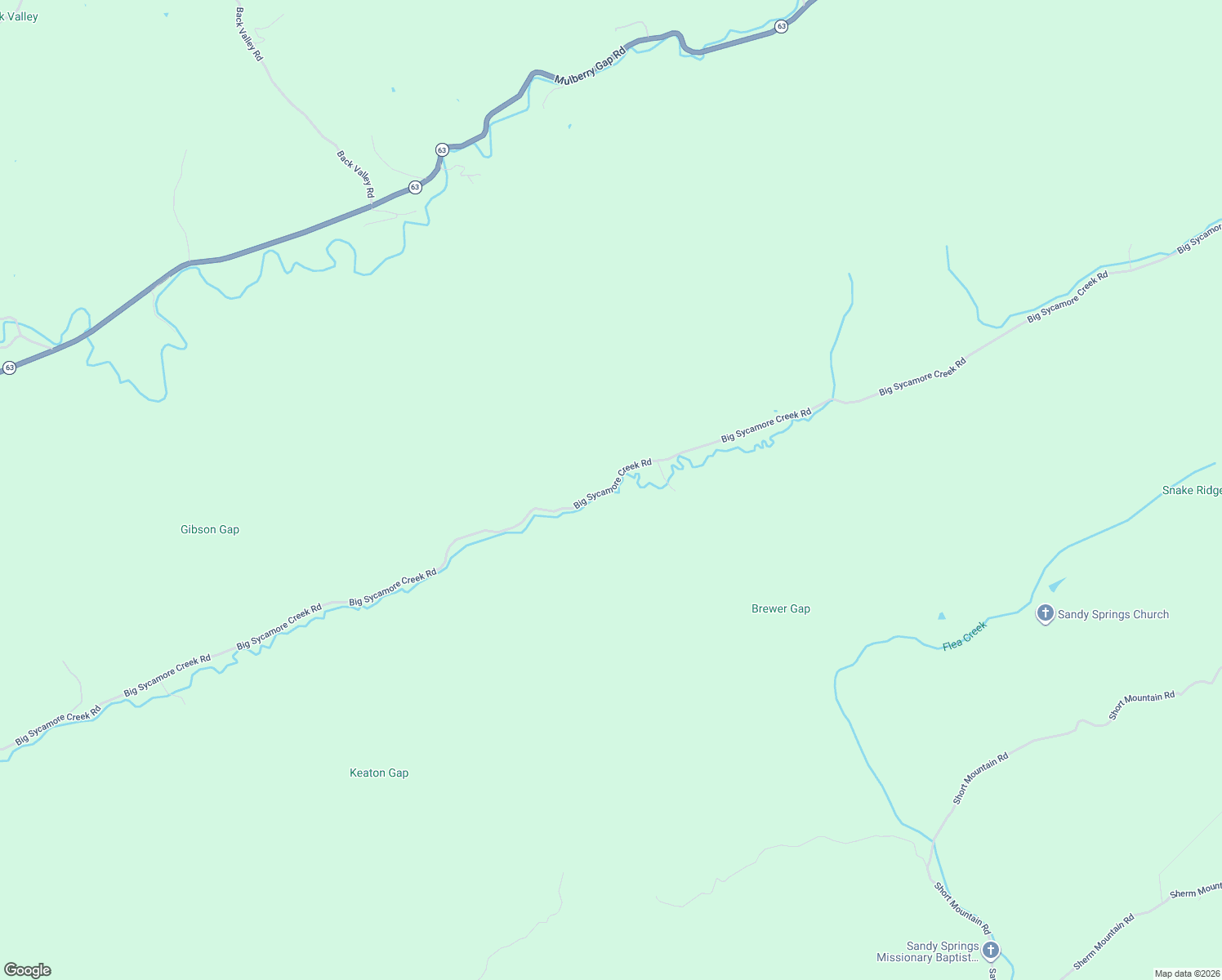 map of restaurants, bars, coffee shops, grocery stores, and more near Big Sycamore Creek Road in Sneedville