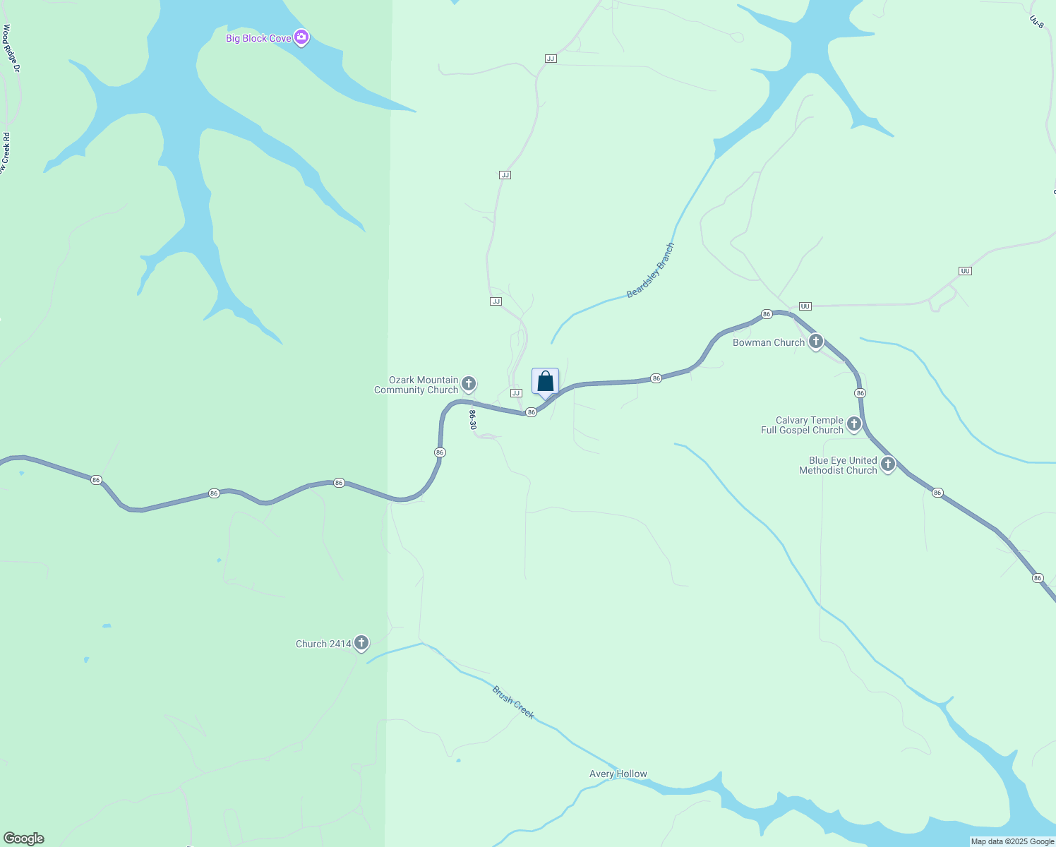 map of restaurants, bars, coffee shops, grocery stores, and more near in Blue Eye