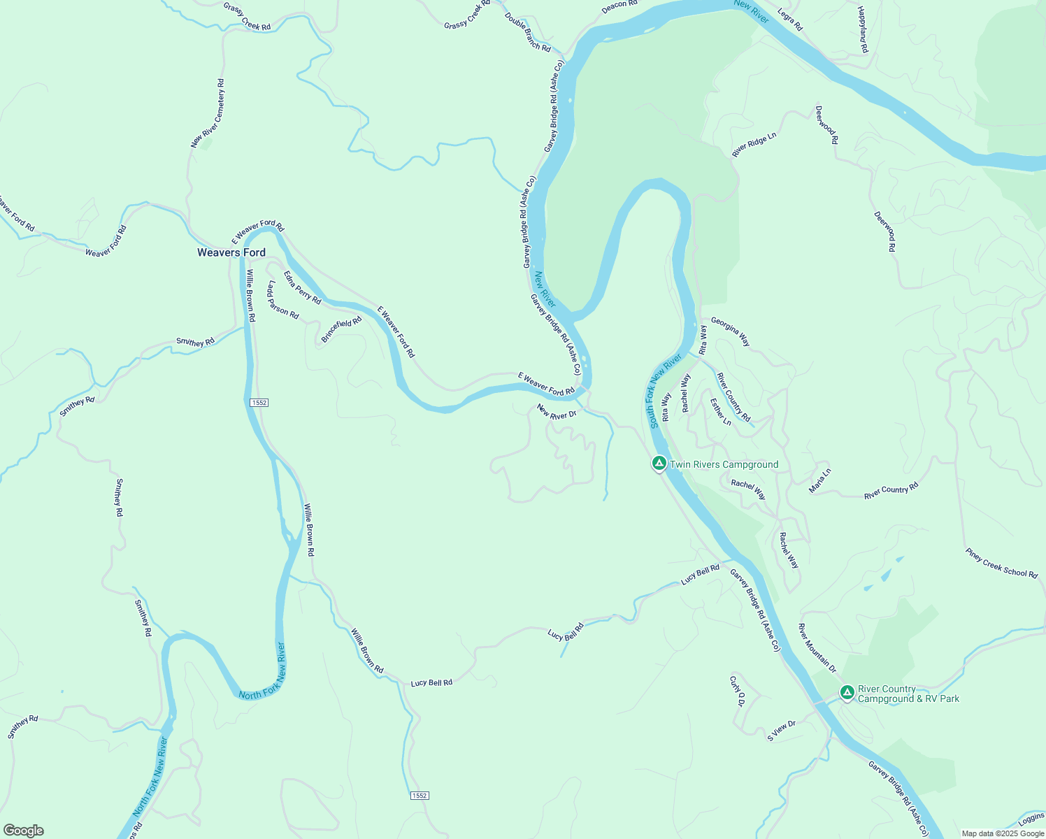 map of restaurants, bars, coffee shops, grocery stores, and more near 389 New River Drive in Crumpler
