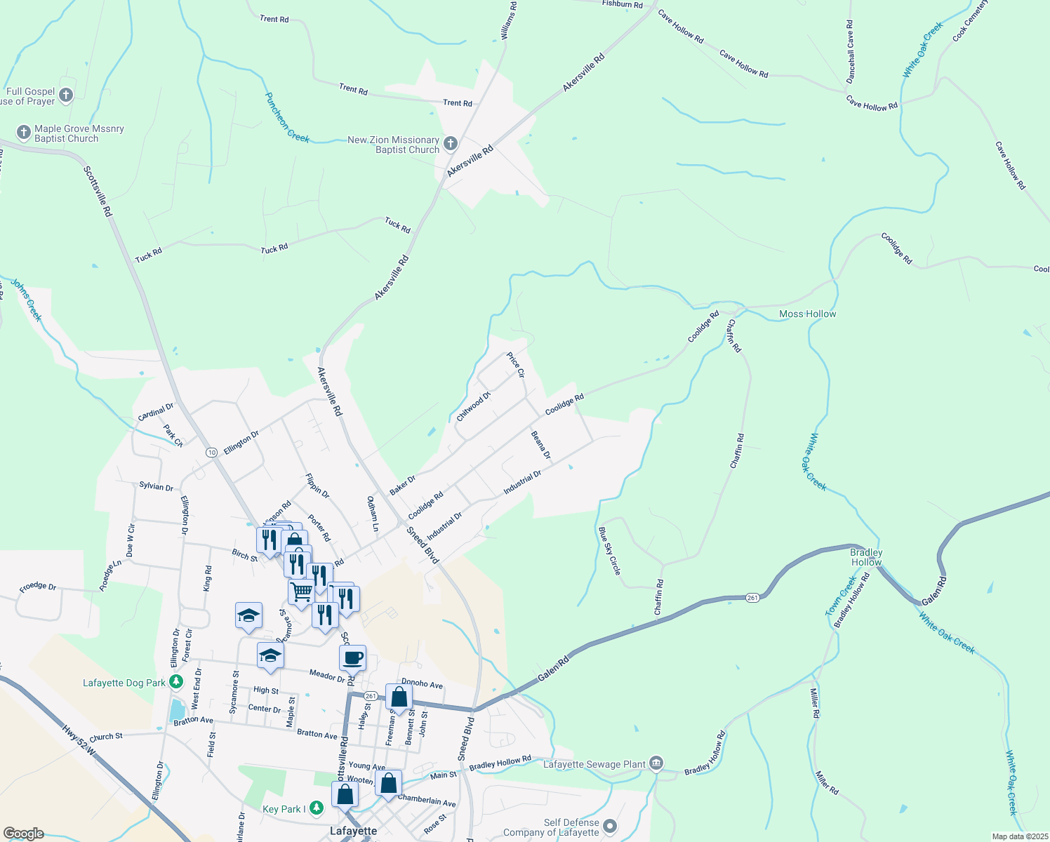 map of restaurants, bars, coffee shops, grocery stores, and more near 649 Coolidge Road in Lafayette