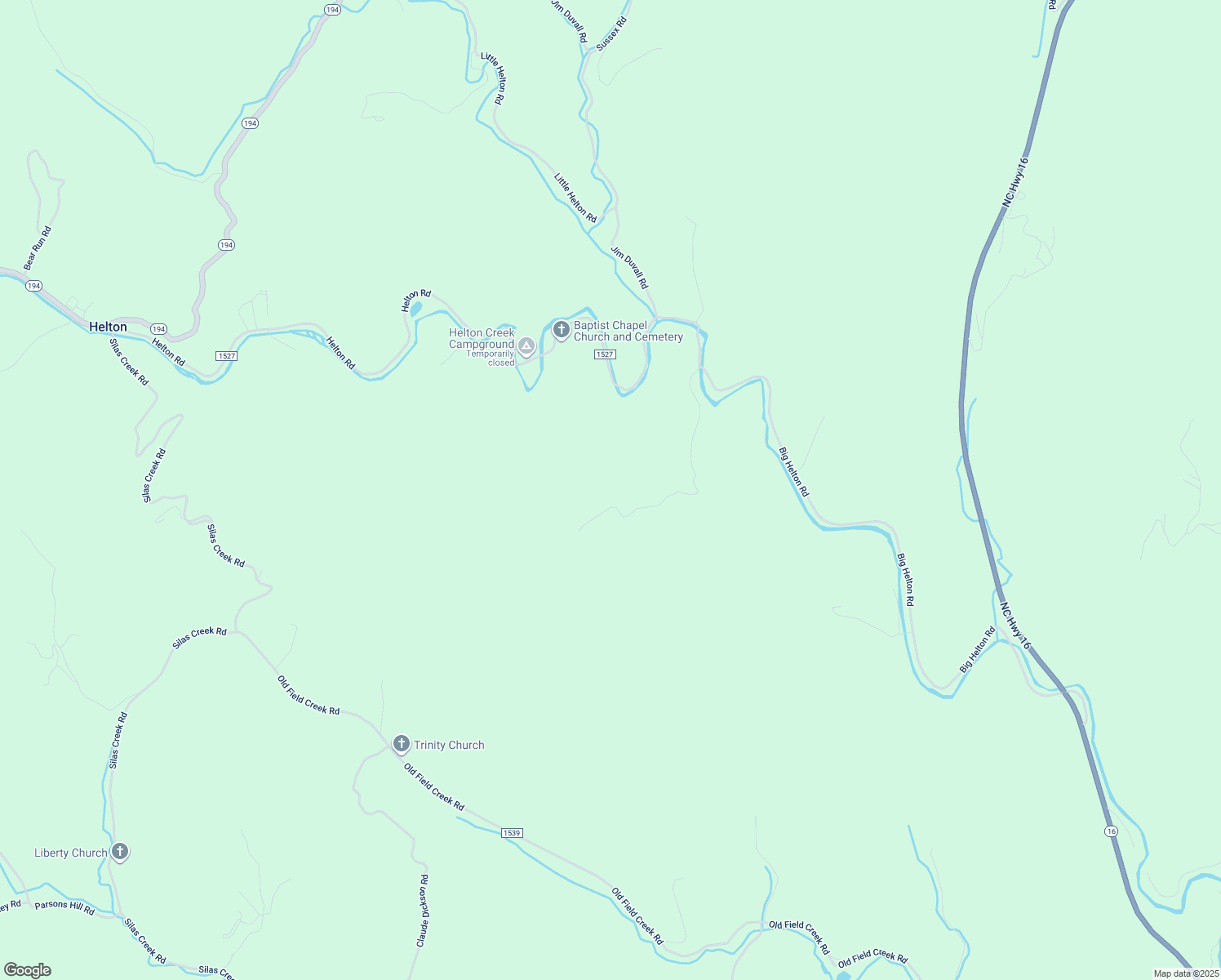 map of restaurants, bars, coffee shops, grocery stores, and more near 104 Jim Duvall Road in Grassy Creek