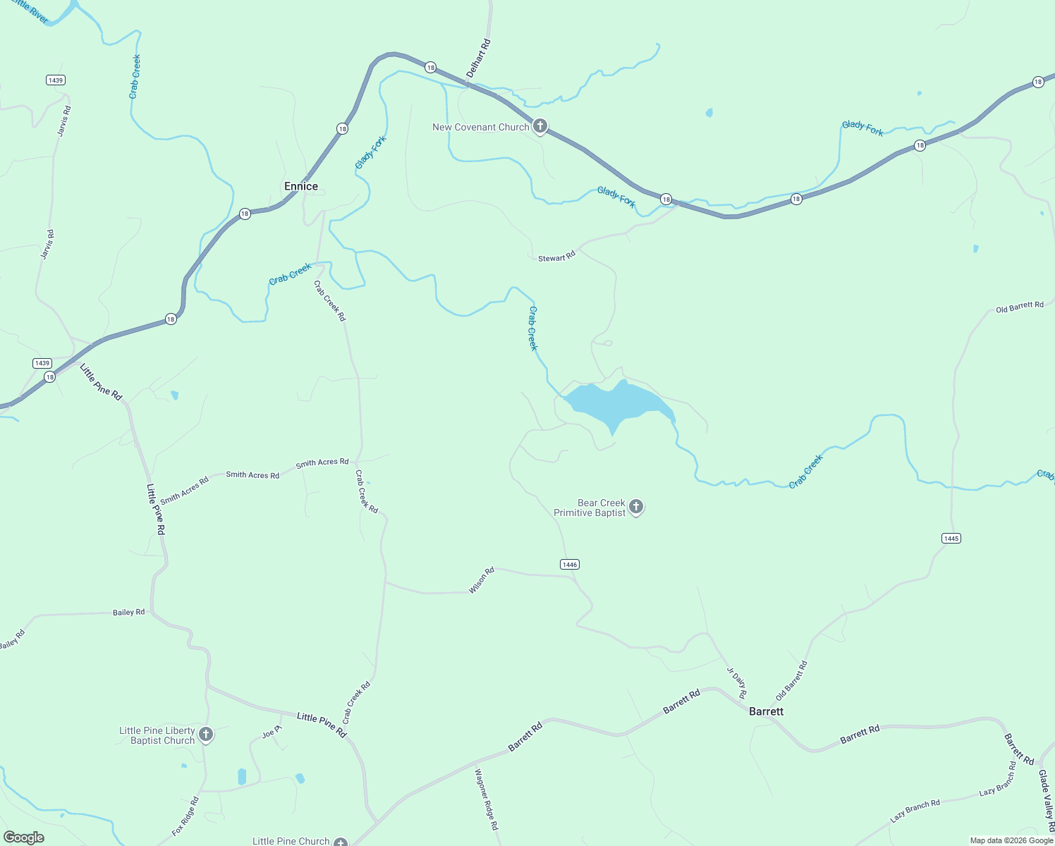 map of restaurants, bars, coffee shops, grocery stores, and more near 166-212 Rainbow Ridge in Ennice