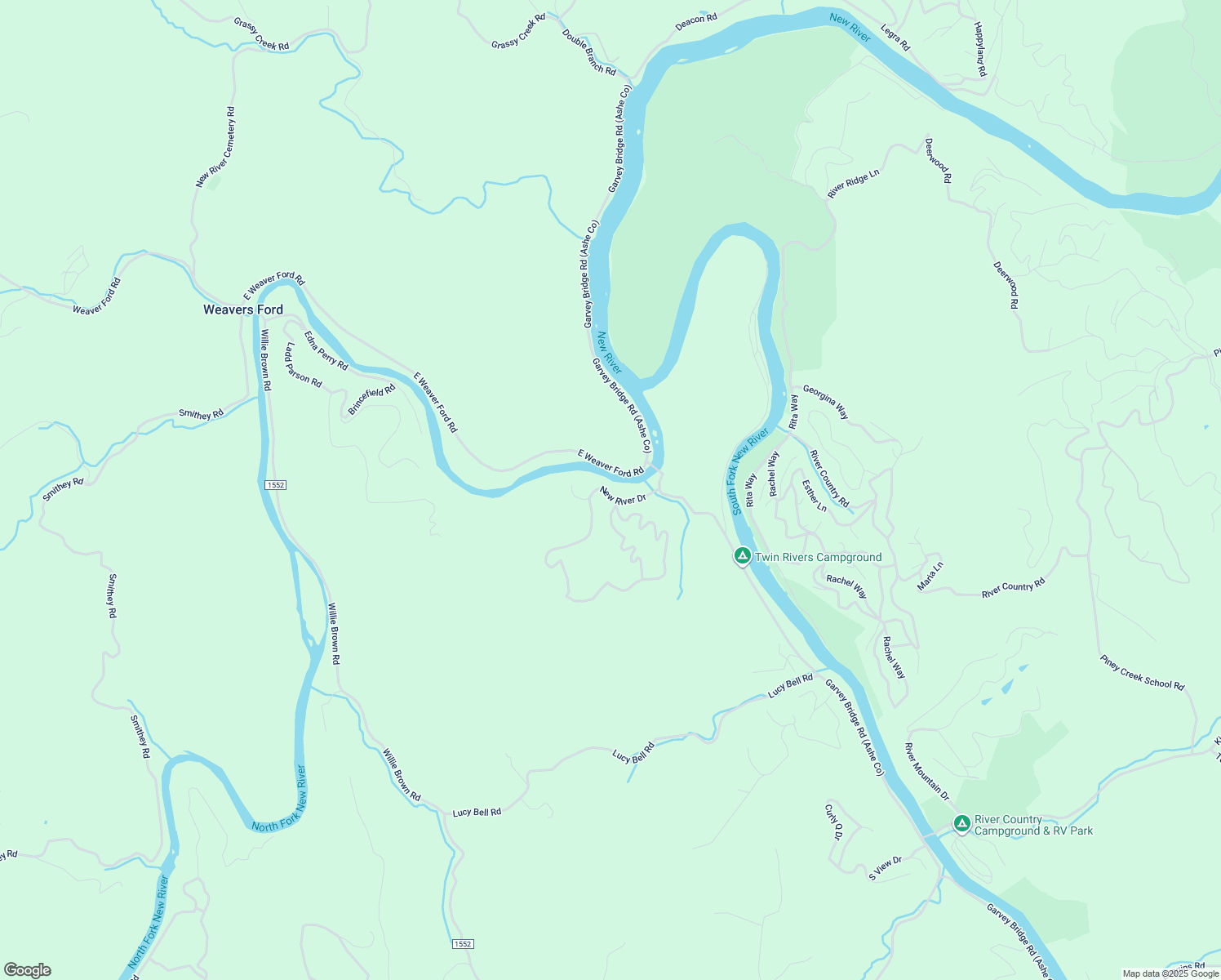 map of restaurants, bars, coffee shops, grocery stores, and more near 304 New River Drive in Crumpler
