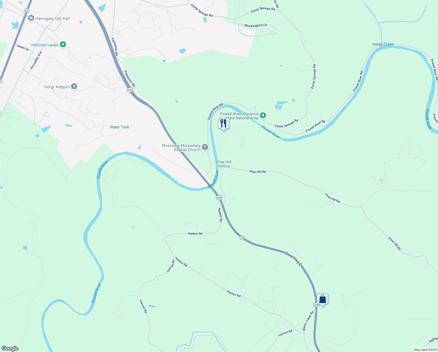 map of restaurants, bars, coffee shops, grocery stores, and more near 230 Pine Hill Rd in Tazewell