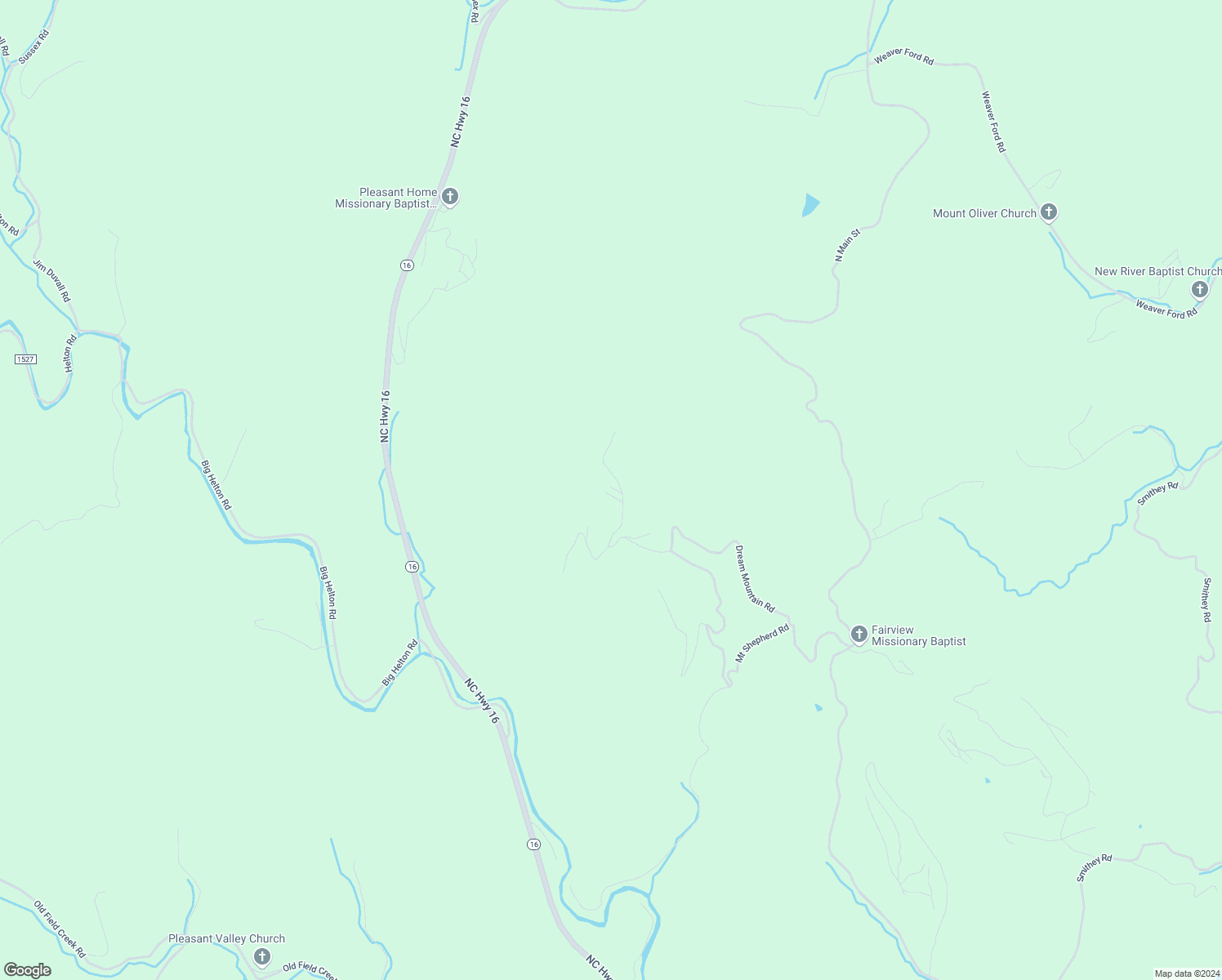 map of restaurants, bars, coffee shops, grocery stores, and more near 1315 Dream Mountain Road in Grassy Creek