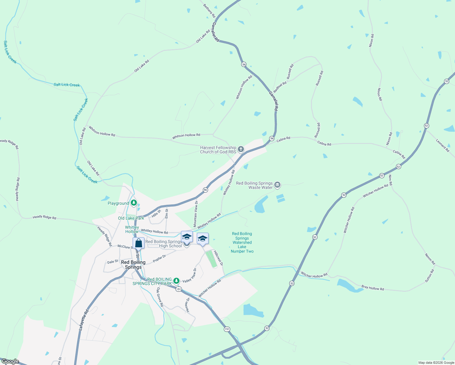 map of restaurants, bars, coffee shops, grocery stores, and more near 564 Whitley Hollow Road in Red Boiling Springs
