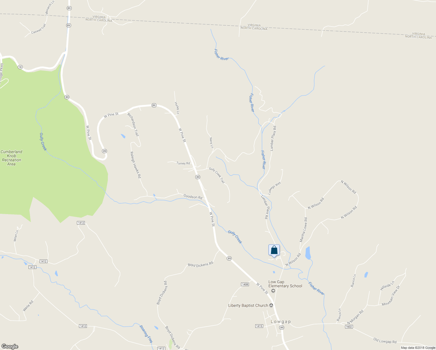 map of restaurants, bars, coffee shops, grocery stores, and more near 160 Gully Creek Trail in Lowgap