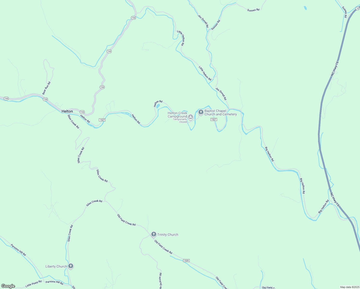 map of restaurants, bars, coffee shops, grocery stores, and more near 1984 Helton Road in Grassy Creek