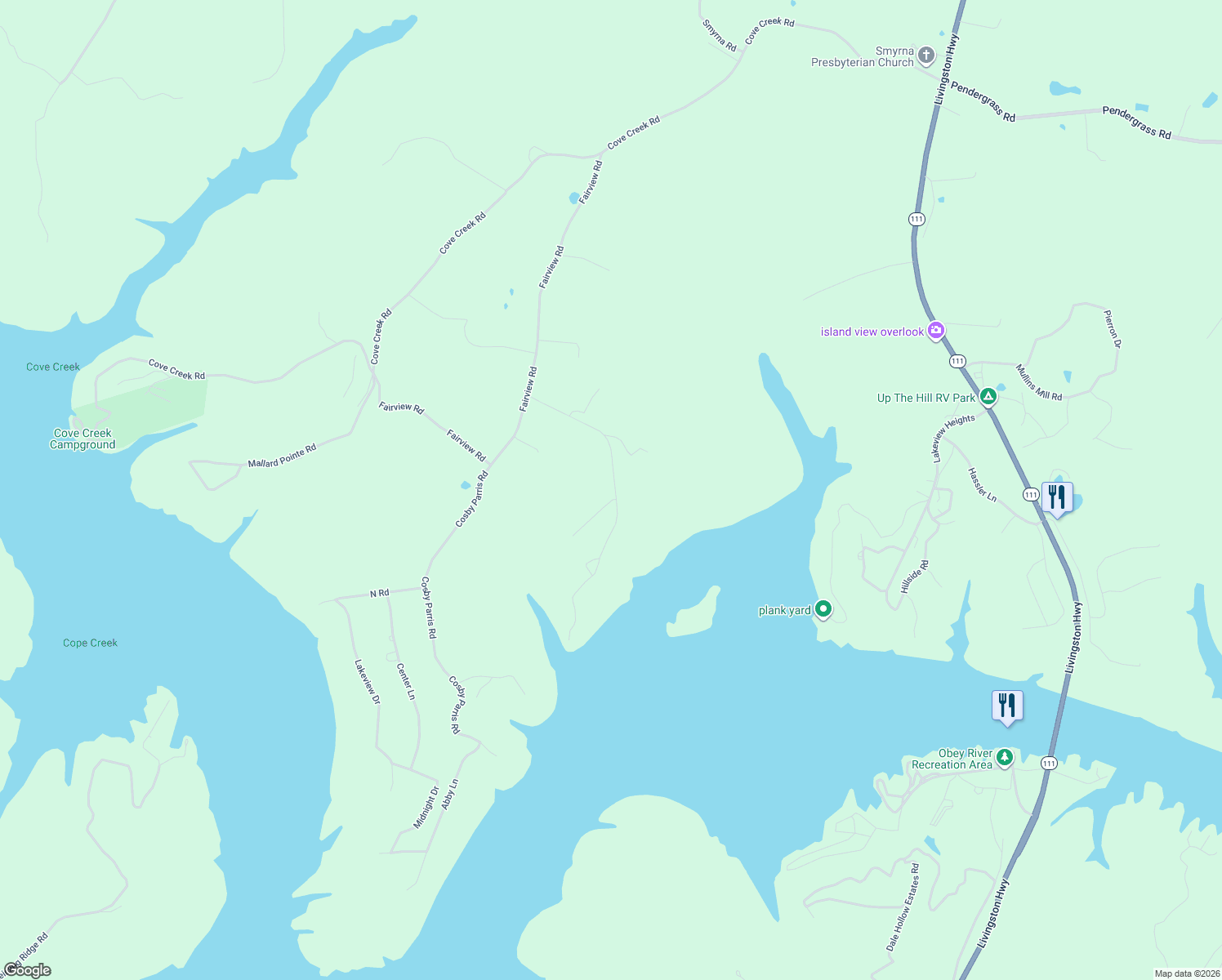 map of restaurants, bars, coffee shops, grocery stores, and more near 575-585 Shewmake Road in Byrdstown