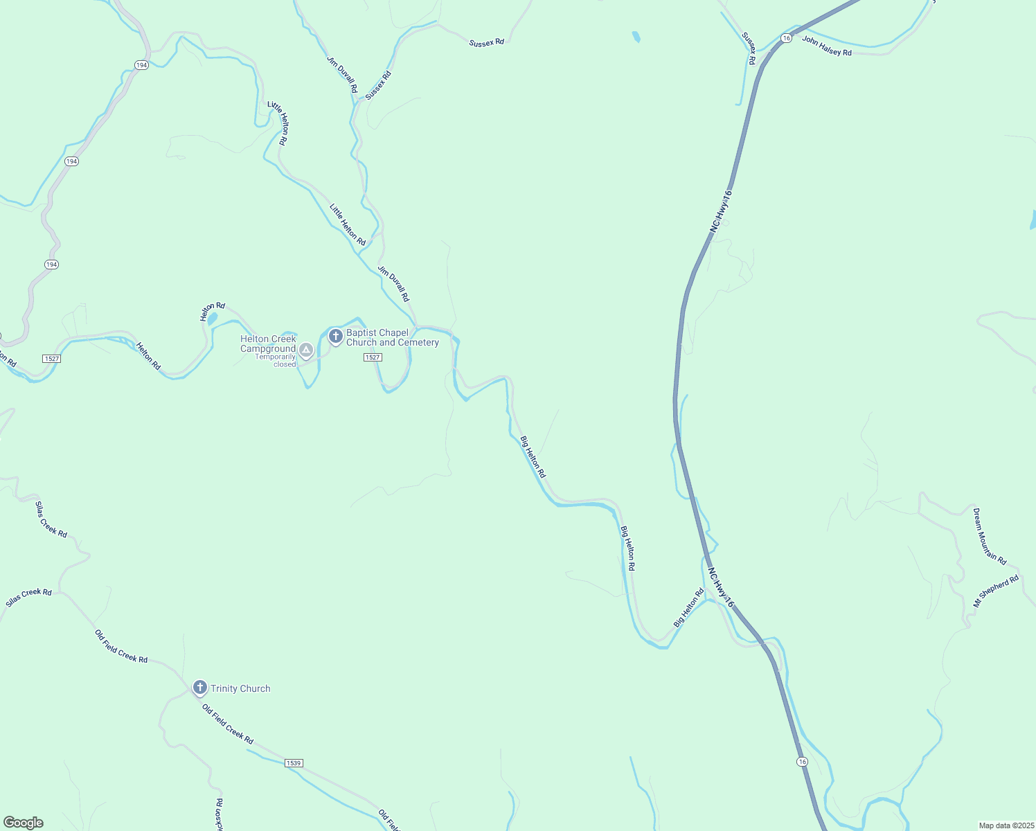 map of restaurants, bars, coffee shops, grocery stores, and more near 2040 Big Helton Road in Grassy Creek