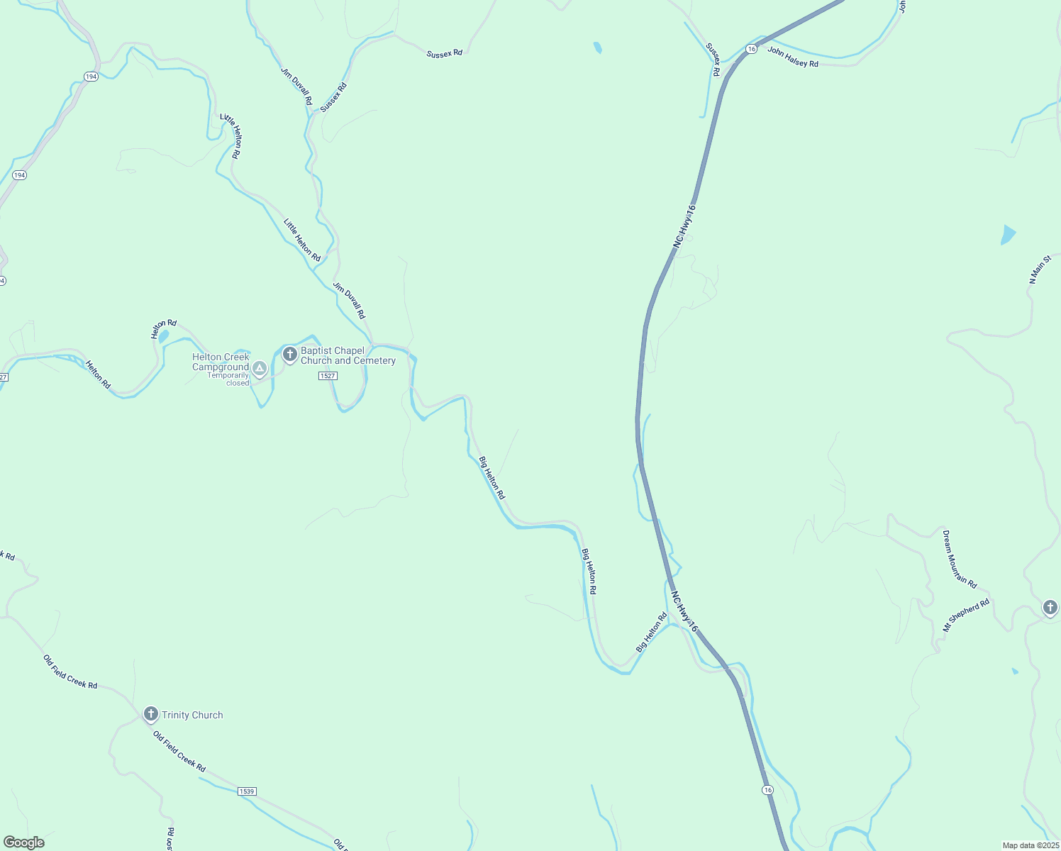 map of restaurants, bars, coffee shops, grocery stores, and more near 1850 Big Helton Road in Grassy Creek