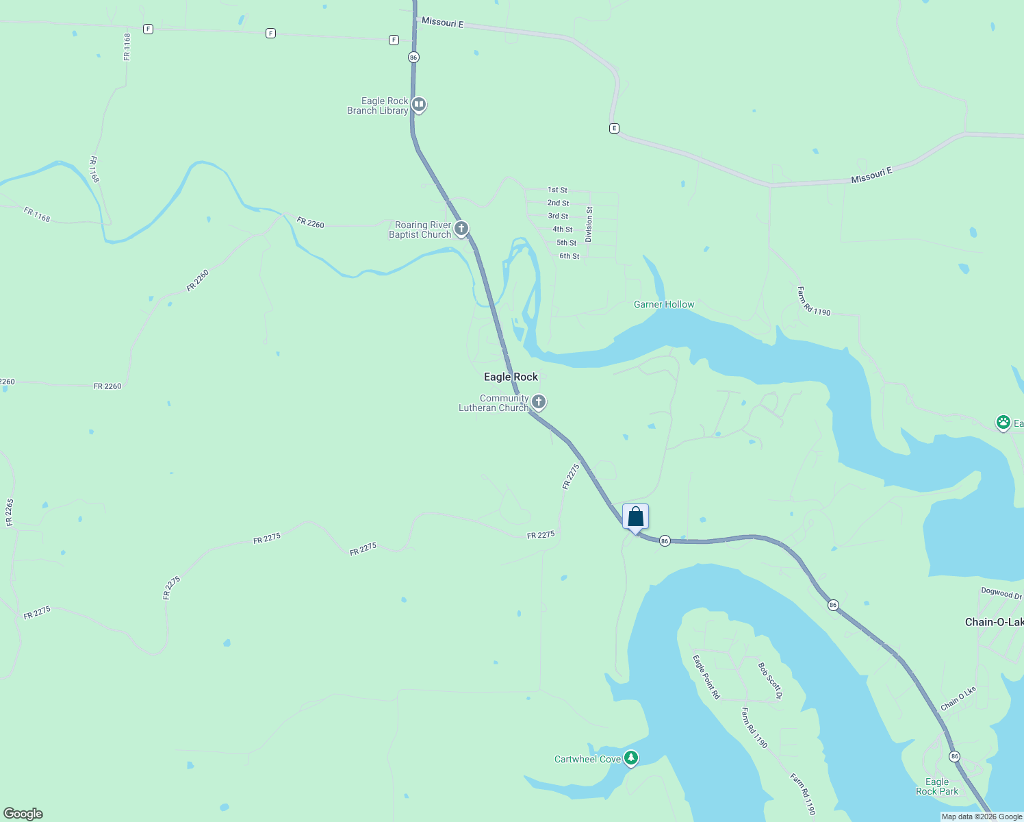map of restaurants, bars, coffee shops, grocery stores, and more near 18085 Farm Road 2265 in Eagle Rock