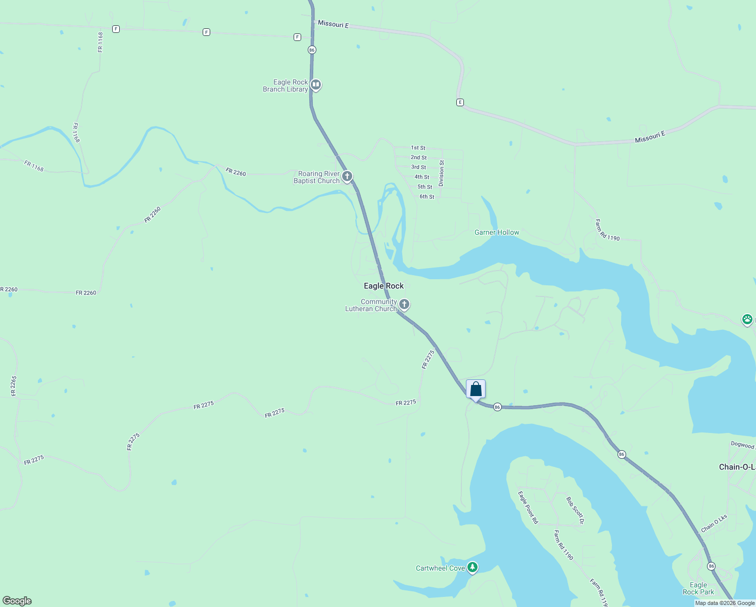 map of restaurants, bars, coffee shops, grocery stores, and more near 18085 Farm Road 2265 in Eagle Rock