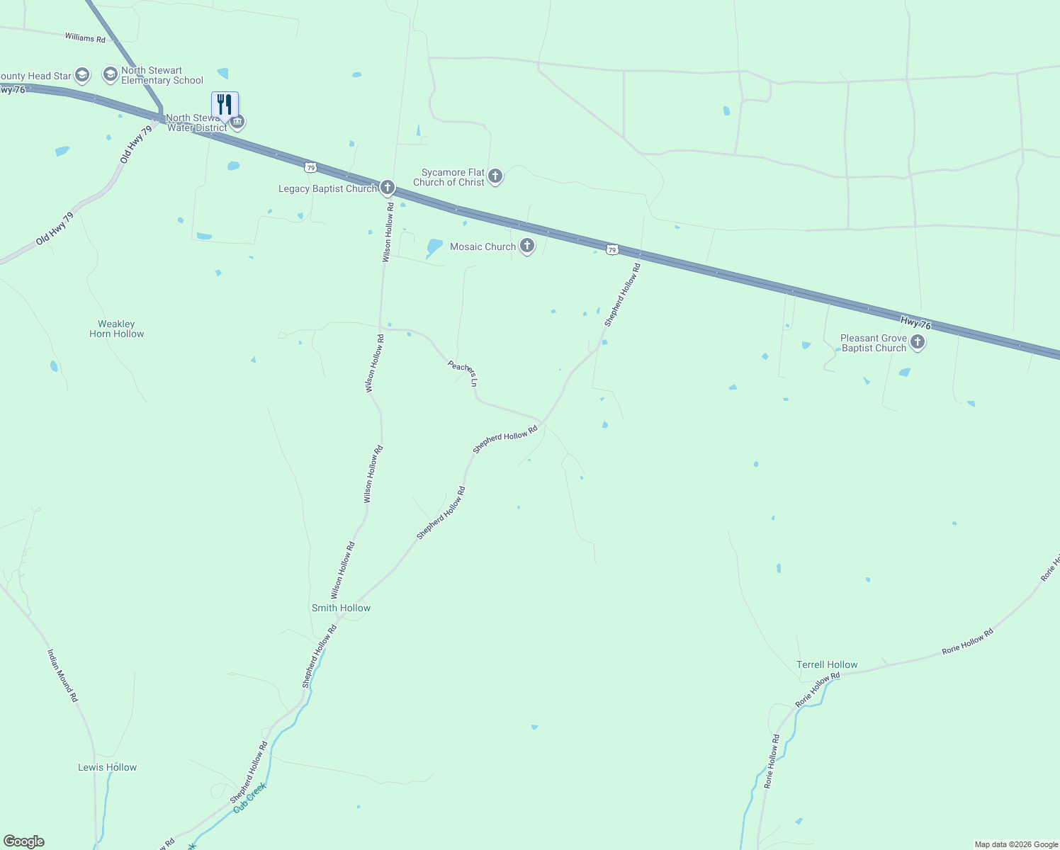 map of restaurants, bars, coffee shops, grocery stores, and more near 310 Shepherd Hollow Rd in Stewart