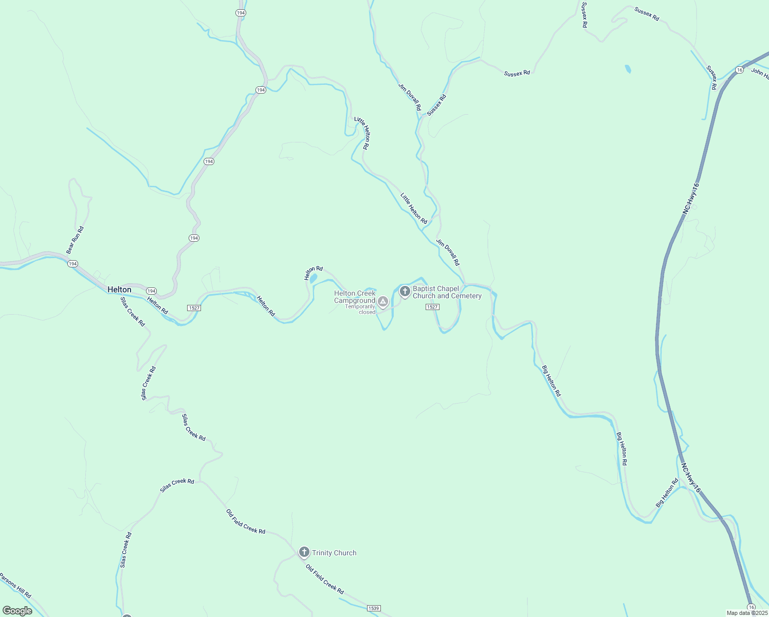 map of restaurants, bars, coffee shops, grocery stores, and more near 2047 Helton Road in Grassy Creek